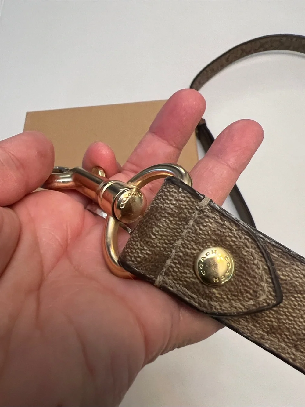 COACH LOGO LARGE DOG CANINE LEASH 1” WIDE AND COLLAR SET BROWN LEATHER
